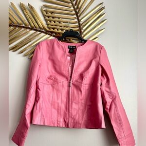 Style & Co. Pink Leather Zip-Up Women's Jacket